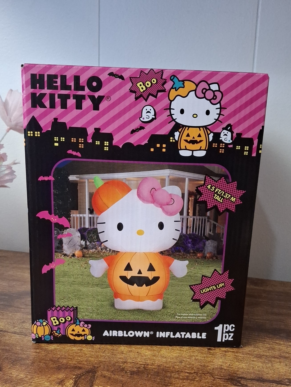 Hello Kitty Halloween Pumpkin Inflatable Light Up Decor 4.5 Feet Tall